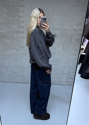 Sui lacing crewneck sweat Grey Pinstripe ROTATE By Birger Christensen